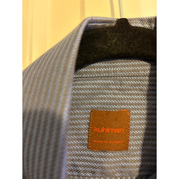 Kuhlman Men's Blue Pinstripe Dress Shirt 100% Cotton Size 39 French cuffs - Picture 4 of 8